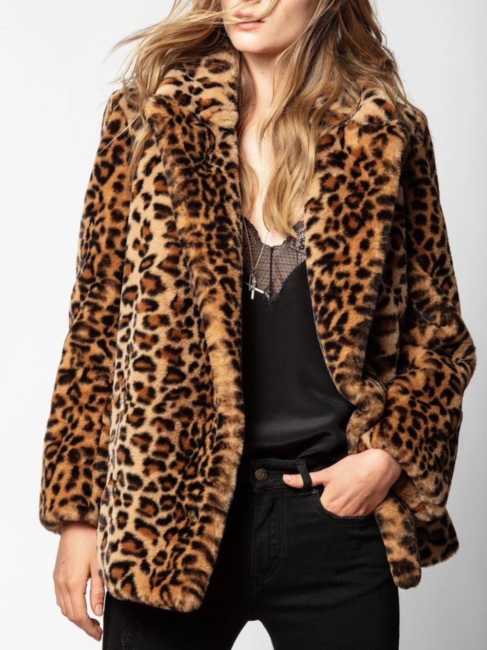 Zadig and Voltaire faux fur leopard print coat